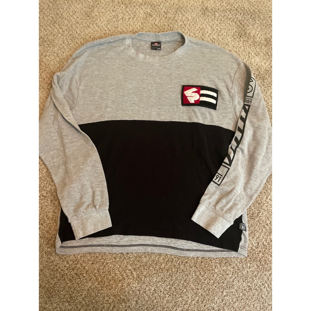 Southpole Men Long Sleeve Waffle Knit Shirt 4XB Gray Black Colorblock Graphic